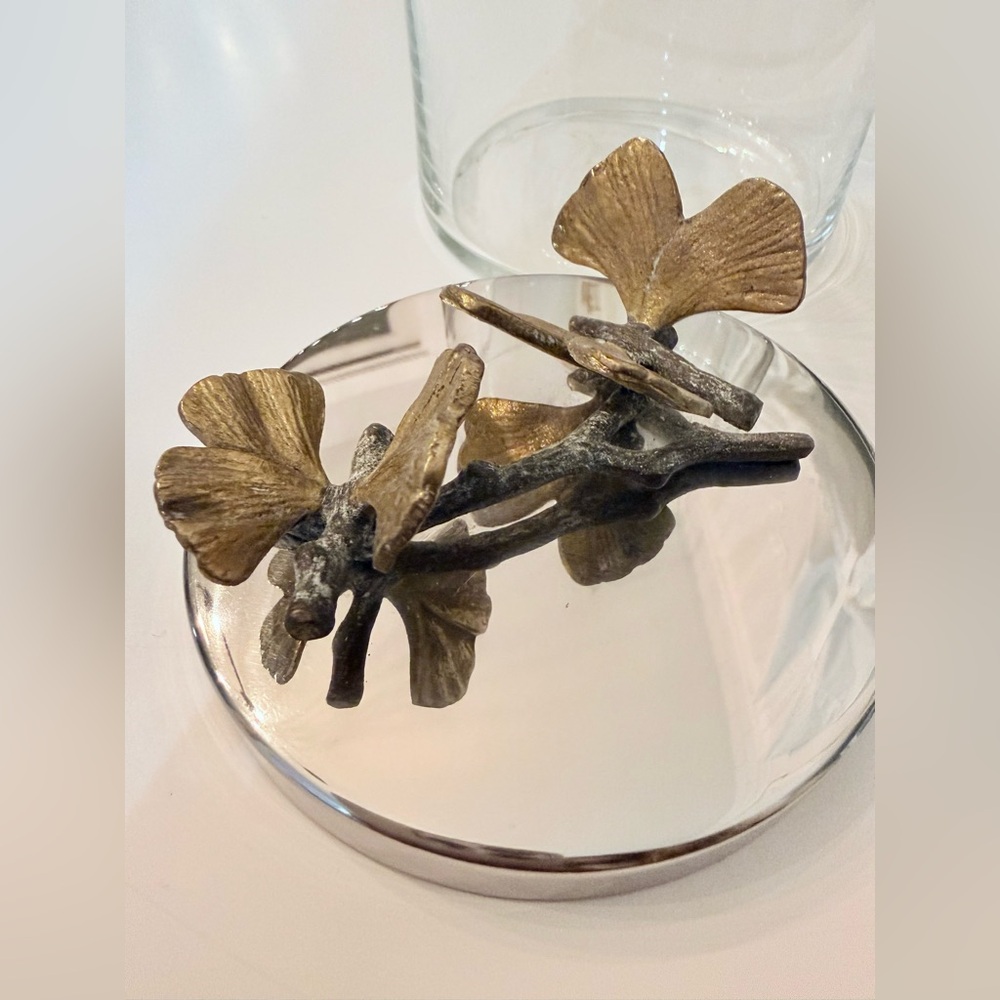 MICHAEL ARAM Ginkgo butterfly candle container canister gold/bronze
